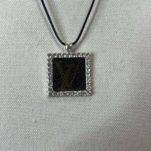 Necklace with upcycled Louis Vuitton monogram charm